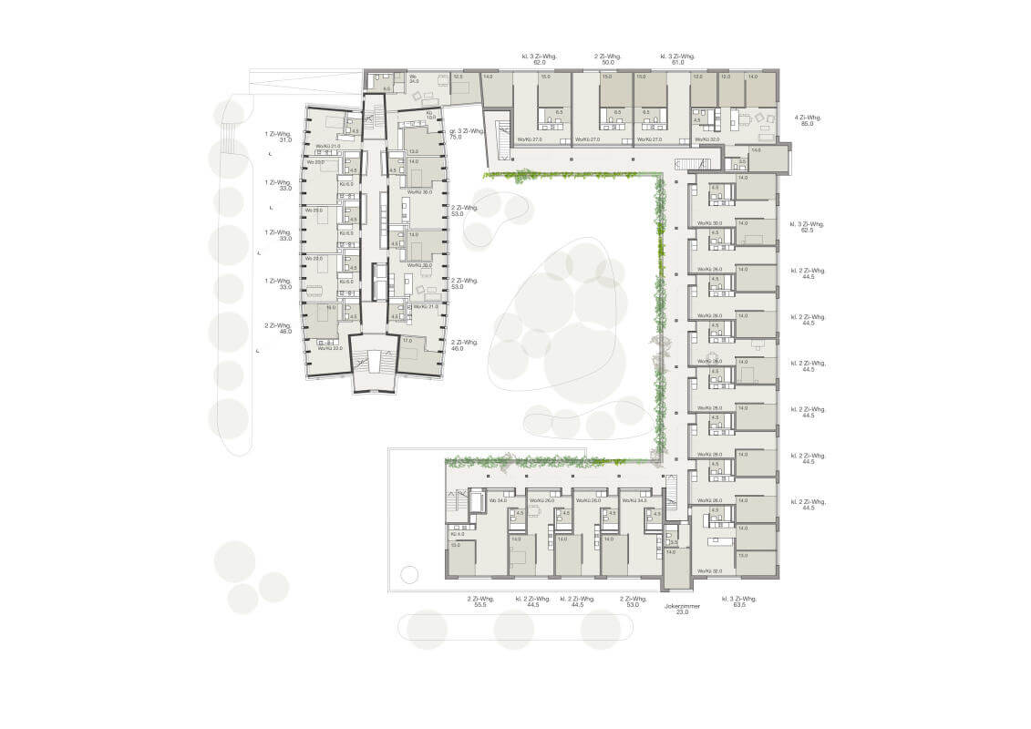Floor plans, 1st to 3rd floor. Apartment floor plans, flexibility.