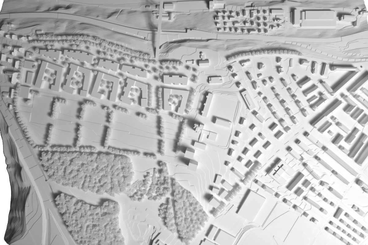 Model, situation from a bird's eye view.